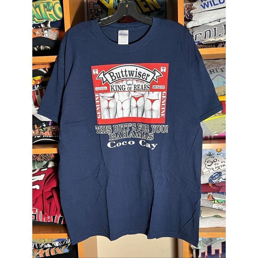 SOLD Y2K NOS Buttweiser King Of Rears This Butts For You Parody Tee
